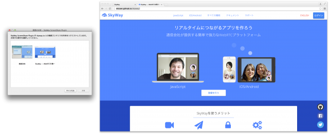 Chromeでの画面共有の様子