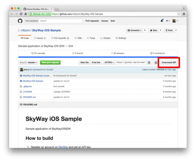 iOSサンプルアプリのダウンロード方法